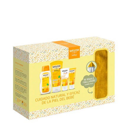 WELEDA Set de Bienvenida Bebé con Línea de Caléndula y Toalla de Regalo