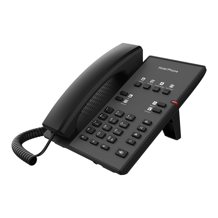 Fanvil H1-2 Teléfono IP Hotel Negro 2 Líneas Escritorio/Pared PoE VoIP SIP RJ-9 Ethernet