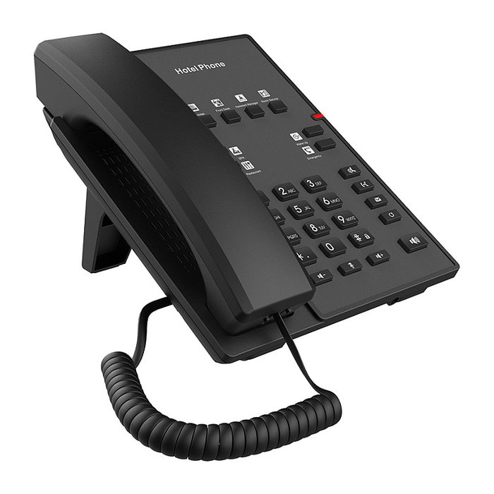 Fanvil H1-2 Teléfono IP Hotel Negro 2 Líneas Escritorio/Pared PoE VoIP SIP RJ-9 Ethernet
