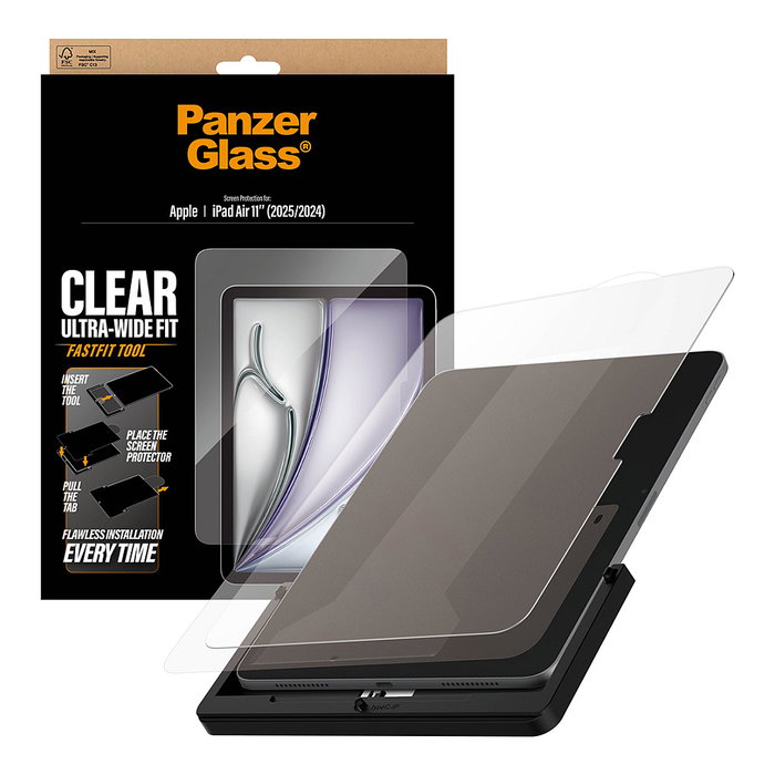 PanzerGlass Protector de Pantalla para iPad Air 11 (2024-2026) Ultra-Wide Fit con Kit FastFit y Material Reciclado - Resistente a Golpes y Rayones PanzerGlass Protector de Pantalla para iPad Air 11 (2024-2026) Ultra-Wide Fit con Kit FastFit y Material Reciclado - Resistente a Golpes y Rayones