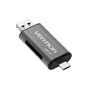 Vention Lector de Tarjetas Externo USB 3.0 CCHH0 - MicroSD/SD, 5000 Mbps, Gris Aluminio, USB-A/C/Micro-USB, Plug & Play