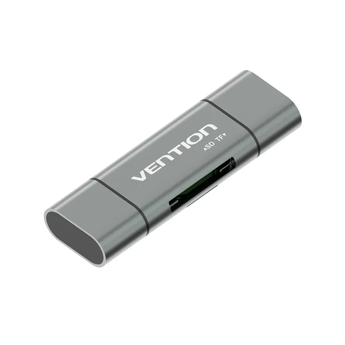 Vention Lector de Tarjetas Externo USB 3.0 CCHH0 - MicroSD/SD, 5000 Mbps, Gris Aluminio, USB-A/C/Micro-USB, Plug & Play