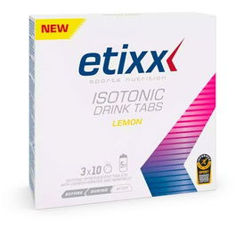 ETIXX Isotonic Limon Efervescente 3Udsx10Comp. Bebida Deportiva Isotónica con Carbohidratos y Electrolitos, Sabor Limón, Vegano