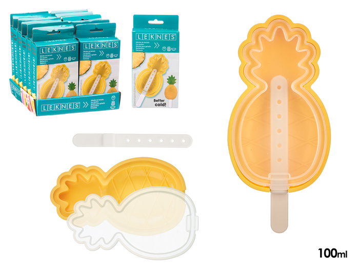 LEKNES Molde Helado Piña 100ml Amarillo LEKNES Molde Helado Piña 100ml Amarillo
