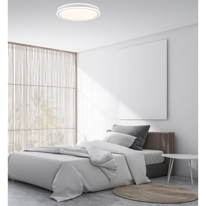 Cristalrecord Plafón LED Circular Targes 46W, 3CCT (3000K-4000K-6000K) Dimmable, 5060 lm, Con Mando, Temporizador, Ø40 x 6,5 cm, Blanco