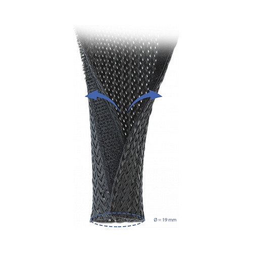 DeLOCK Funda trenzada con cierre de gancho y lazo 10 m x 1,9 cm negro