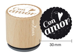 Woodies Sello de madera y caucho Con amor 33x30mm