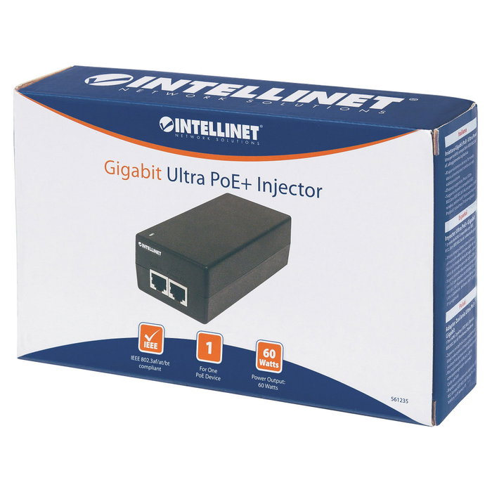 Intellinet Inyector Ultra PoE+ Gigabit 1 puerto 60 W IEEE 802.3bt