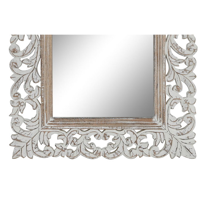 DKD Home Decor Espejo de Pared de Mango y Cristal Decape Blanco 44x3x152 cm