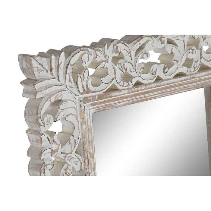 DKD Home Decor Espejo de Pared de Mango y Cristal Decape Blanco 44x3x152 cm