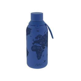 AUREA Botella térmica Sketch Maps dark blue con interior cerámico y 2 tapones, 500ml