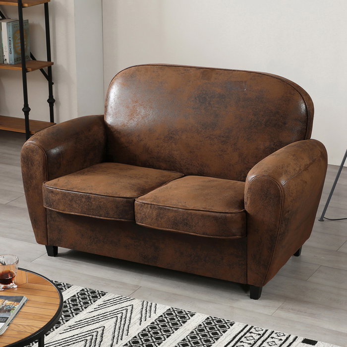 Home Deco Factory Sofá Club Marrón Colección Industriel 139x78 cm