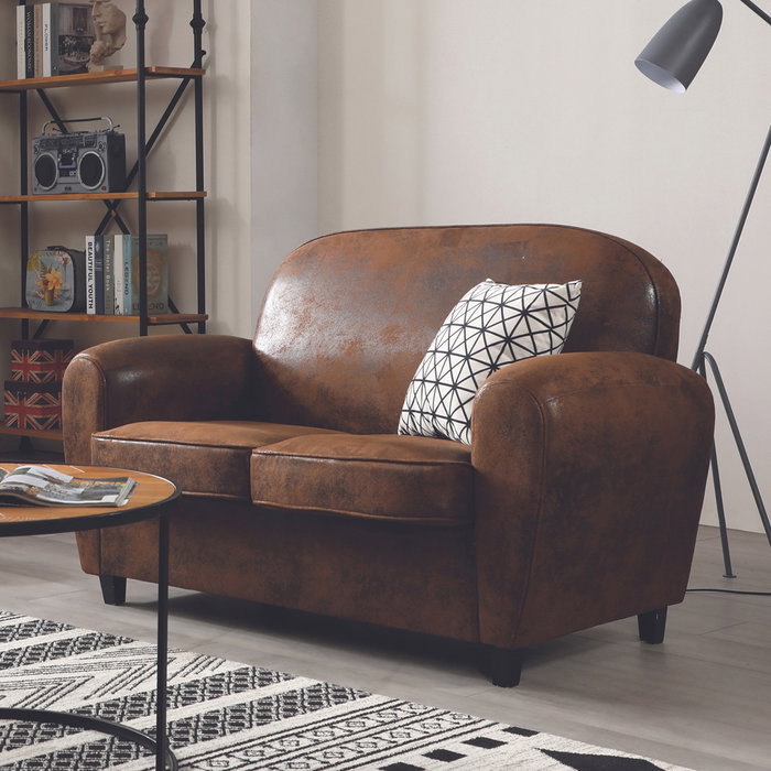 Home Deco Factory Sofá Club Marrón Colección Industriel 139x78 cm