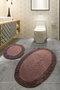 Mijölnir Juego de Alfombrillas de Baño Oval de Algodón 100% Marrón 50x60cm y 60x100cm Antideslizante y Antibacteriano