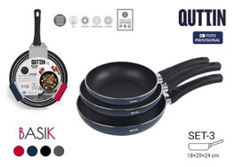 Inde Set de 4 Sartenes de Aluminio Inducción Basik Quttin (18, 20 y 24 cm)