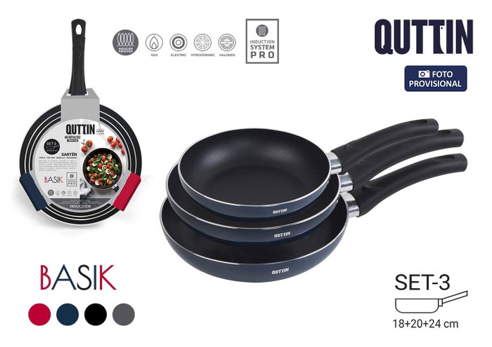 Inde Set de 4 Sartenes de Aluminio Inducción Basik Quttin (18, 20 y 24 cm) Inde Set de 4 Sartenes de Aluminio Inducción Basik Quttin (18, 20 y 24 cm)