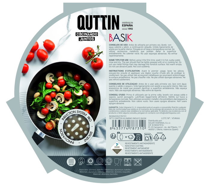 Inde Set de 4 Sartenes de Aluminio Inducción Basik Quttin (18, 20 y 24 cm) Inde Set de 4 Sartenes de Aluminio Inducción Basik Quttin (18, 20 y 24 cm)