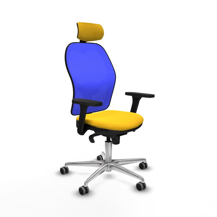 PIQUERAS Y CRESPO Silla de oficina Jorquera con mecanismo sincro, amarillo y azul PIQUERAS Y CRESPO Silla de oficina Jorquera con mecanismo sincro, amarillo y azul