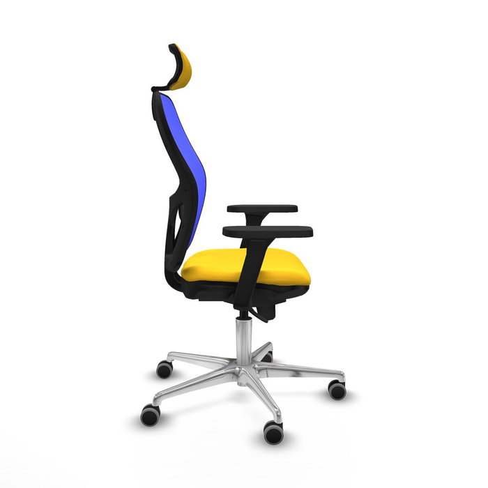 PIQUERAS Y CRESPO Silla de oficina Jorquera con mecanismo sincro, amarillo y azul PIQUERAS Y CRESPO Silla de oficina Jorquera con mecanismo sincro, amarillo y azul