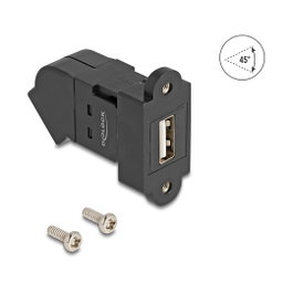 DeLOCK 67150 Módulo Keystone USB 2.0 Tipo-A Hembra a Tipo-A Hembra Angular Negro