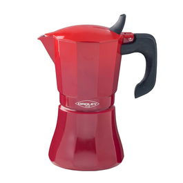 Oroley Cafetera Petra Roja de Aluminio para 6 Tazas, Apta Inducción