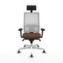 PIQUERAS Y CRESPO Silla de oficina Horna con mecanismo Sincro, Marrón oscuro y Blanco