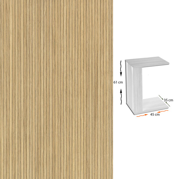 Hanah Home Mesa Auxiliar Nogal Tablero Partículas Melamina 18mm Ruedas Ocultas 35x61x45 cm