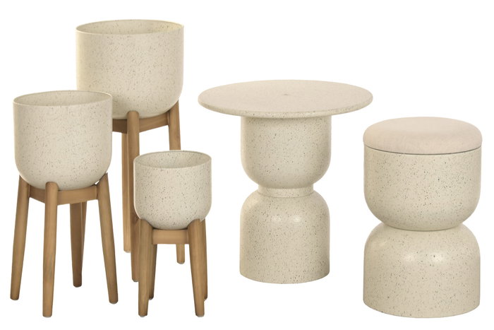 DKD Home Decor Reposapiés Blanco con Tapa