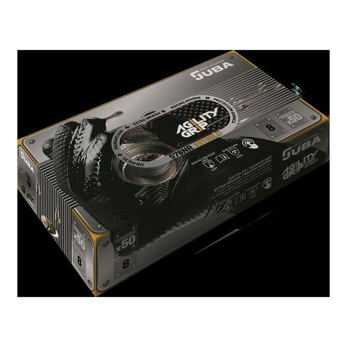 Juba Guante Agility Grip Nitrilo sin Polvo Diamantado Negro Talla 11 Caja 50 uds