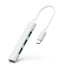 Generic HUB TYPE-C USB Hub Adaptador 4 Puertos USB 3.0 de Alta Velocidad USB-C a 4x USB 3.0, Material Aleación de Aluminio, Color Plata