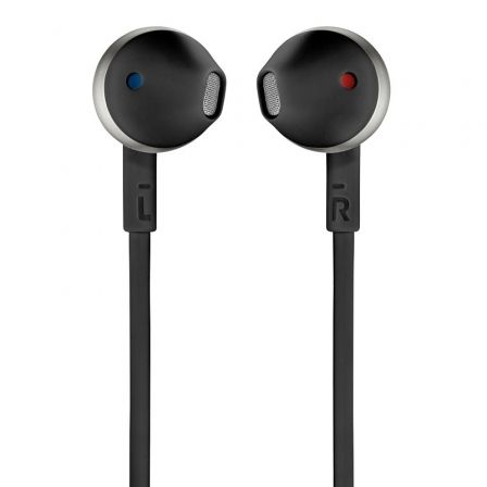 JBL Tune 205 Auriculares Intrauditivos con Micrófono y Control Remoto, Cable Plano Antienredos, Drivers 12.5mm, Sonido Pure Bass, Incluye Bolsa de Transporte, Negros (JBLT205BLKE)