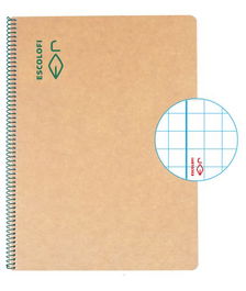 Bloc Escolofi Green Tapa Dura A4 50H Cuadric.5X5 80G Reciclado Con Margen Verde (Set de 5)