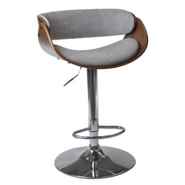 DKD Home Decor Taburete de Poliéster Gris y Nogal Ajustable