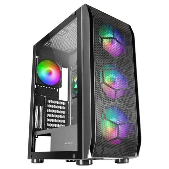 Mars Gaming Caja de Ordenador Torre Gaming MC-KX Negra con 5 Ventiladores ARGB, Sistema CPU Freezer, Soporte E-ATX, Cristal Templado