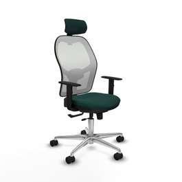 PIQUERAS Y CRESPO Silla de oficina Jorquera con mecanismo Sincro/Traslack Verde botella y Blanco