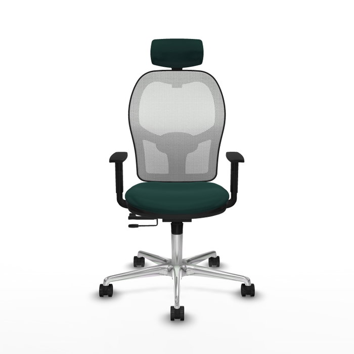 PIQUERAS Y CRESPO Silla de oficina Jorquera con mecanismo Sincro/Traslack Verde botella y Blanco