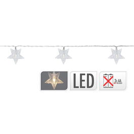 Decorative Lightning Guirnalda a Pilas Fija 10 LEDs Estrella Luz Blanco Frío 1.3m