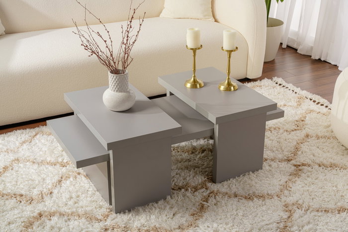 Nordure Sanctuary Mesa de Café Juego 2 Piezas Color Gris