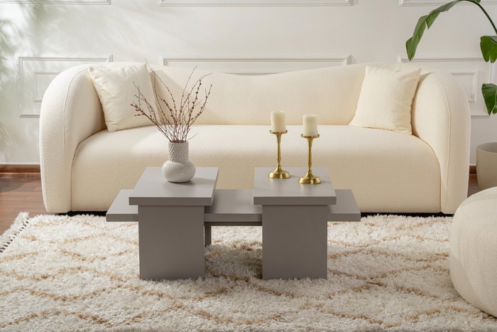 Nordure Sanctuary Mesa de Café Juego 2 Piezas Color Gris