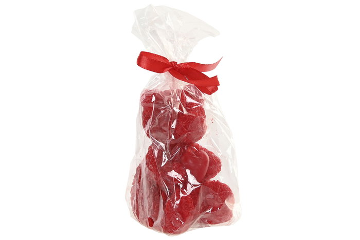 DKD Home Decor Vela Rojo 8 x 10 x 6 cm Cera Parafina Fresa San Valentin Urban (24 Unidades)