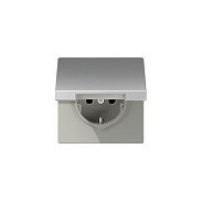 Jung AL1520KL Base de enchufe CEE 7/3 con tapa abatible 16A 250V IP44 Aluminio