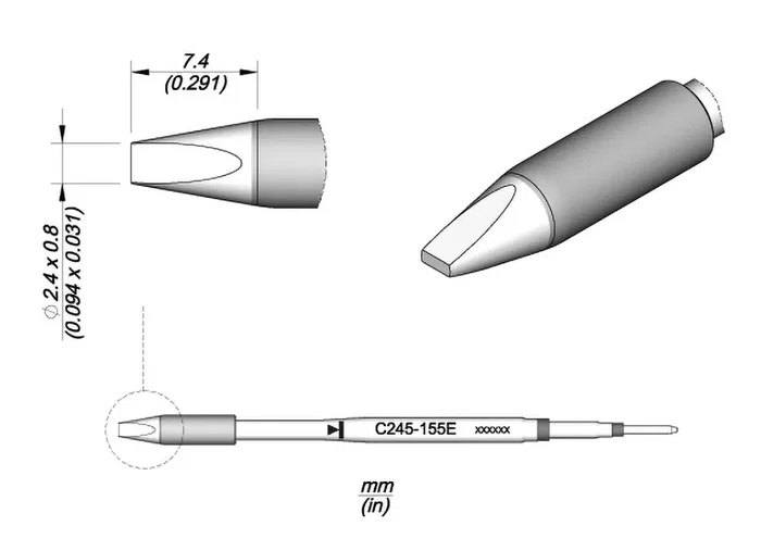 JBC TOOLS Punta de soldadura tipo destornillador 2,4x0,8mm
