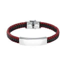 Sector Pulsera de Cuero Rojo y Nailon Negro SZV111 21cm