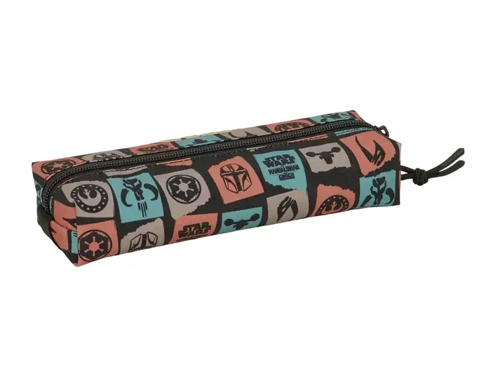 Safta Estuche Escolar Portatodo Rectangular con Goma Elástica 22 cm, Diseño Mandalorian & Grogu, Dimensiones 40x220x70 mm