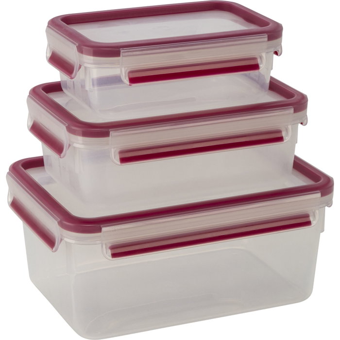Emsa Clip&Close Set de 3 Recipientes para Alimentos Rojo/Transparente Emsa Clip&Close Set de 3 Recipientes para Alimentos Rojo/Transparente