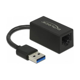 DeLOCK Adaptador USB Tipo-A a LAN Gigabit 1 x RJ-45 Negro
