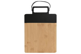DKD Home Decor Tabla de Cortar de Bambú y PU Negro y Natural 35,5x21x1,1 cm