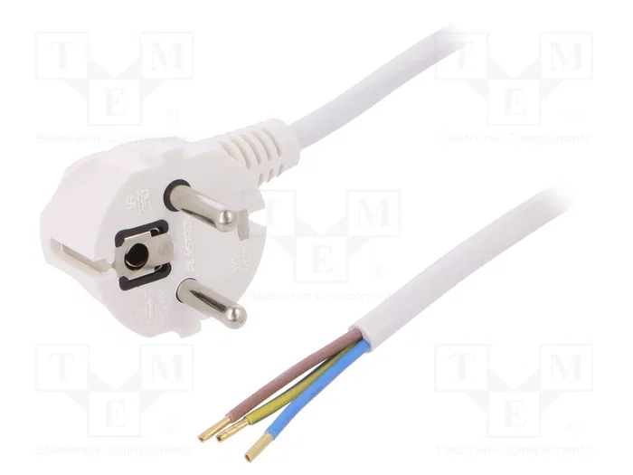PLASTROL Cable de alimentación H03VV-F, OMY 3x1mm² blanco 2m PLASTROL Cable de alimentación H03VV-F, OMY 3x1mm² blanco 2m
