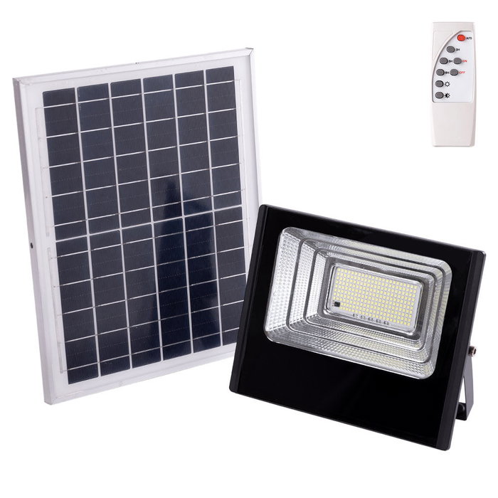 HO Proyector Solar LED 100W 6500K con Panel 6V/12W y Batería Litio 3.2V/8000mAh - HO-SOLARFL-100W-01