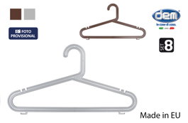 Inde Set de 8 Perchas de Plástico Meng Gris/Marrón